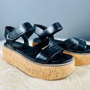 CCO!  Franco Sarto Leather Strap Platform Sandals